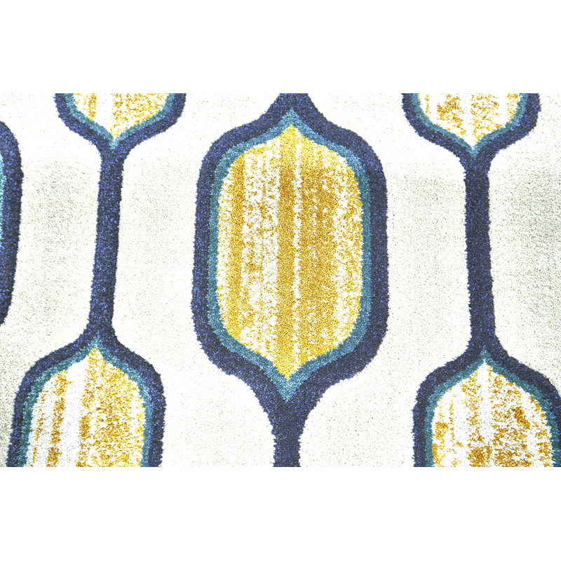 Corrigan Studio® Jefrey Contemporary Retro Style Rug, Yellow/Teal, 6Ft